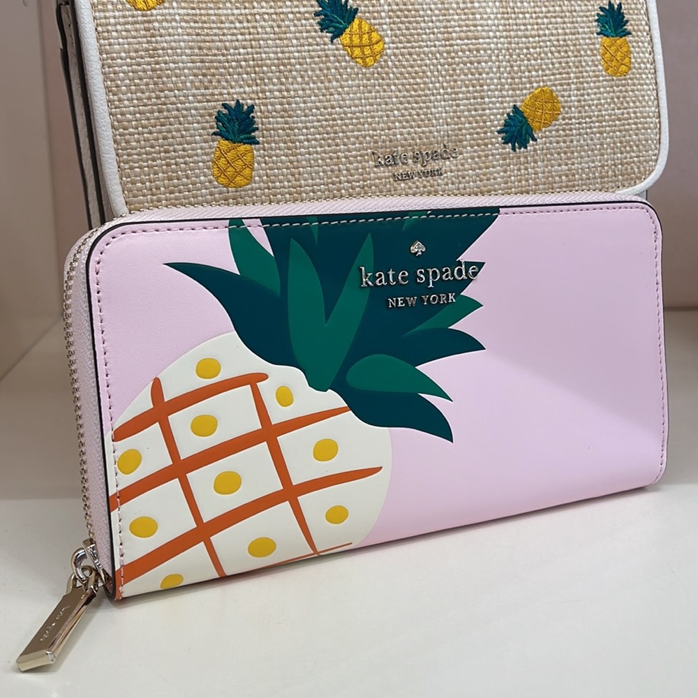 Kate Spade Pineapple Large Continental Wallet Pink Multi - Picture 13 of 16